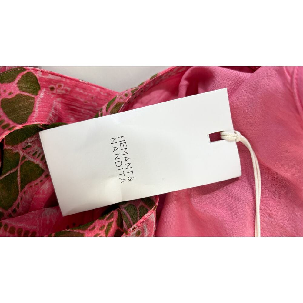 Hemant And Nandita Long Sleeve Pakhi Romper Womens Size Medium Pink New Green - Picture 13 of 15